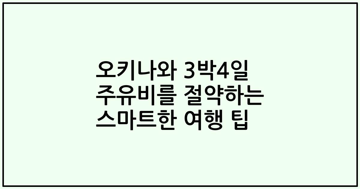 오키나와 3박4일 주유비를 절약하는 스마트한 여행 팁