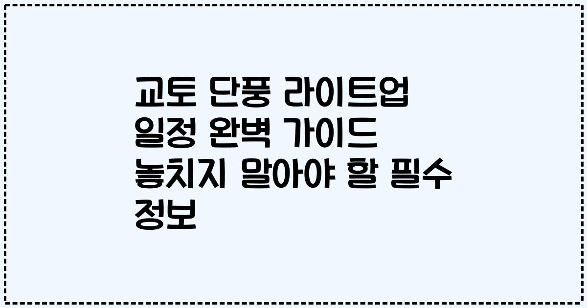 교토 단풍 라이트업 일정 완벽 가이드 놓치지 말아야 할 필수 정보